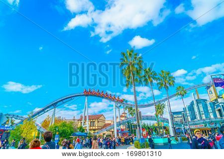 OSAKA, JAPAN - December 1, 2015: Universal Studios Japan (USJ). According to 2014 Theme Index Global Attraction Attendance Report, USJ is ranked fifth among the top 25 amusement parks worldwide.