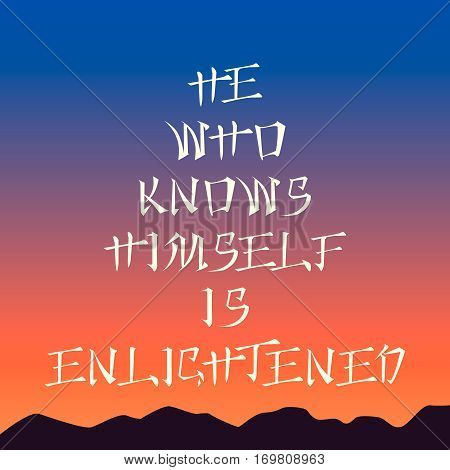 583177 Poster Template - He Who Knows Himself Is Enlightened , Sunset Background, Asian Style Letter