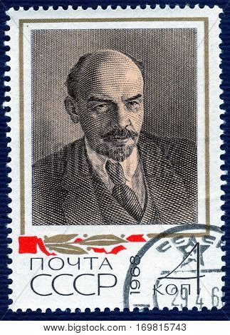 USSR - CIRCA 1968: Postage stamp printed in USSR  with a picture of Vladimir Ilyich Lenin. circa 1968