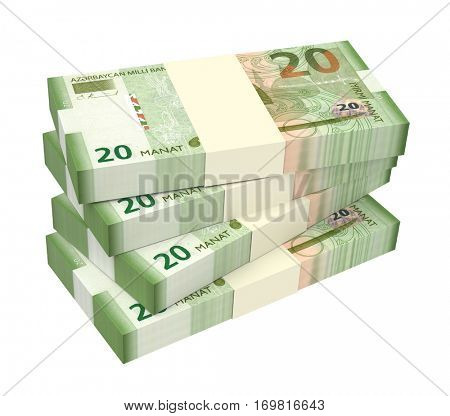 Azerbaijan manat isolated on white background. 3D illustration.