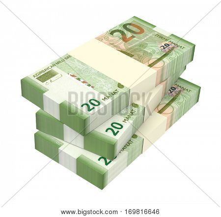 Azerbaijan manat isolated on white background. 3D illustration.