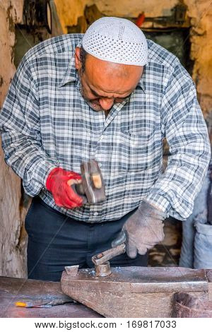 Smith Making Nails, Lahich, Azerbaijan