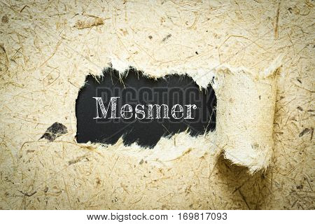 Text Mesmer on paper black has Mulberry paper background you can apply to your product.
