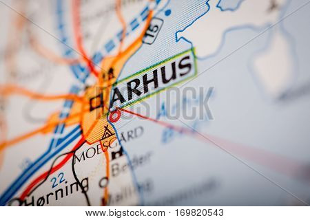 Arhus City On A Road Map