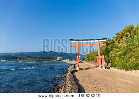 Aoshima Island with japanese torii