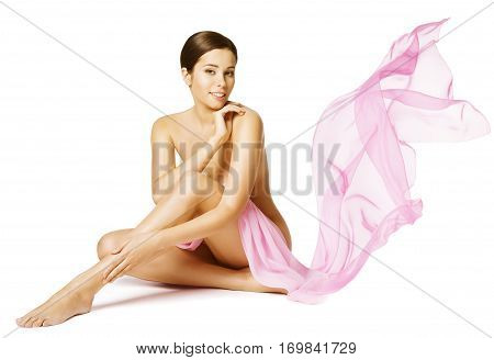 Woman Body Skin Care Female Skin Care Beauty Concept Sexy Naked Girl Sitting Isolated over White background