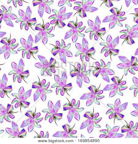 modern flowers drawn colored pen background. multicolors isolated