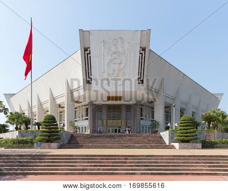 Hanoi Vietnam - Decamber 07 2016 : Ho Chi Minh Mausoleum in Ba Dinh Square is one of the most visited attractions in Hanoi