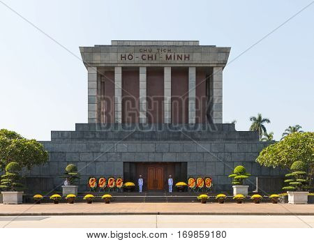 Hanoi Vietnam - Decamber 07 2016 : Ho Chi Minh Mausoleum in Ba Dinh Square is one of the most visited attractions in Hanoi