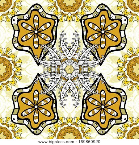 Vector seamless ornament in beige colors on a white background. Distressed damask seamless pattern background tile.