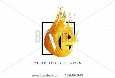 VG Circular Letter Brush Logo. Pink Brush with Splash Concept Design.