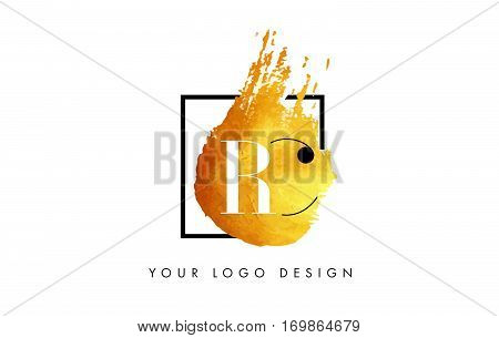 RC Circular Letter Brush Logo. Pink Brush with Splash Concept Design.