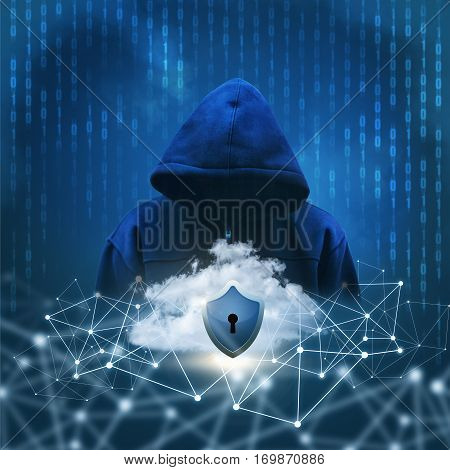 Secure Internet networks concept design illustration banner background.