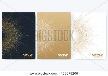 Modern vector template for brochure, leaflet, flyer, cover, catalog, magazine or annual report in A4 size. Business, science and technology design book layout. Presentation with golden mandala