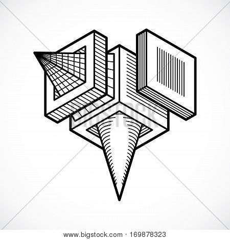 Abstract geometric monochrome construction vector dimensional design.