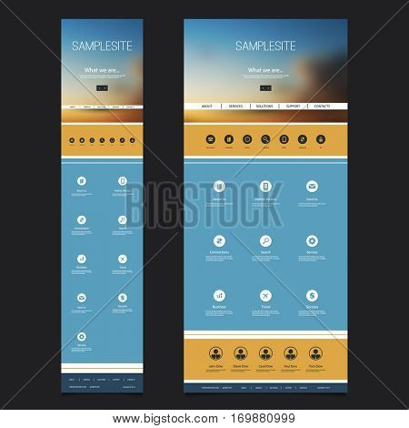 
Responsive One Page Website Template with Blurred Background - Sunset Sky Header Design - Desktop and Mobile Version