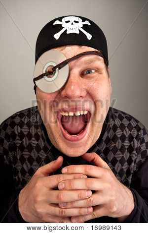 Pirate With Computer Disk On Eye