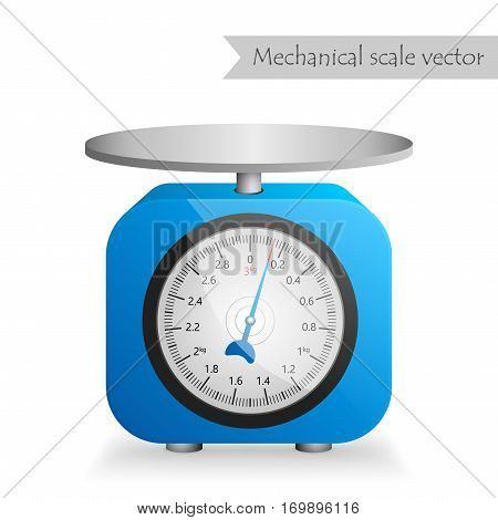 Blue mechanical kitchen scale vector isolated on white background