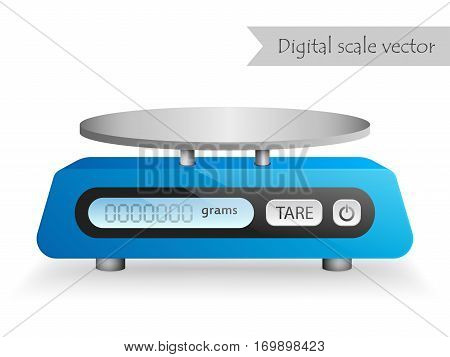 Blue digital kitchen scale vector isolated on white background