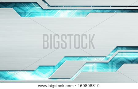 Abstract digital image technology interface concept witn circuit microchip background on metal plate
