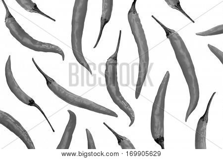 Red chili peppers on white background