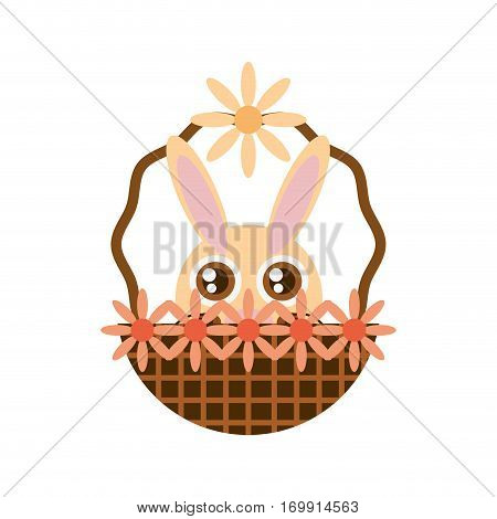 Easter rabbit inside basket icon, vector illustration design