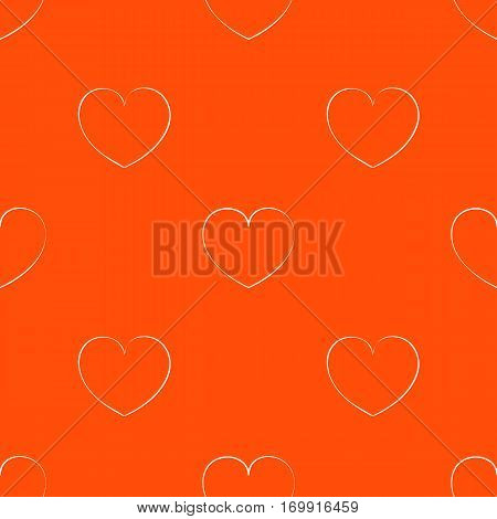 Seamless orange pattern with hearts. Bright background for the Valentine's day. The theme of love. Texture with a white outline.
