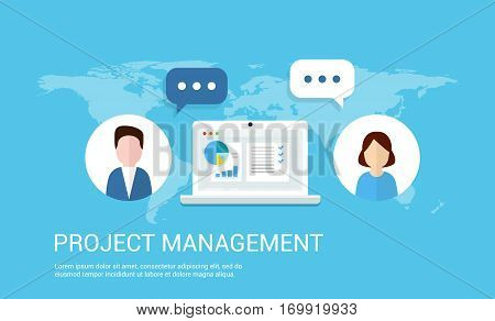 Project Management vector background in flat style.