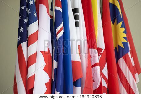 row of colorful Asia Pacific International Flag
