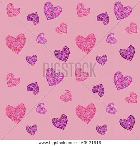 seamless pattern with mosaic valentine's hearts. vector illustration.