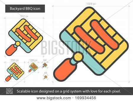 Backyard BBQ vector line icon isolated on white background. Backyard BBQ line icon for infographic, website or app. Scalable icon designed on a grid system.