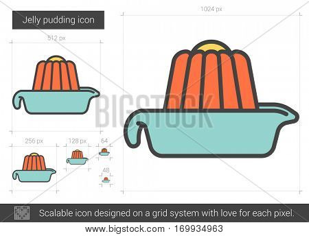 Jelly pudding vector line icon isolated on white background. Jelly pudding line icon for infographic, website or app. Scalable icon designed on a grid system.