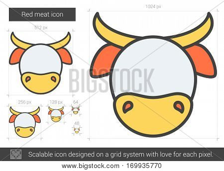 Red meat vector line icon isolated on white background. Red meat line icon for infographic, website or app. Scalable icon designed on a grid system.