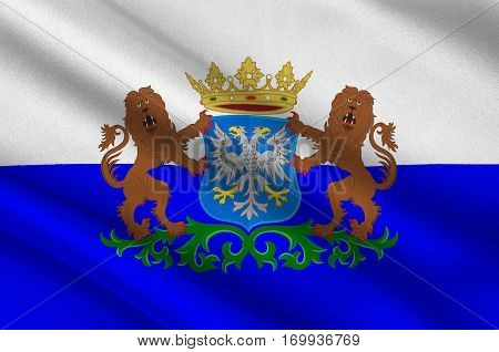 Flag of Arnhem is a city and municipality situated in the eastern part of the Netherlands. 3d illustration