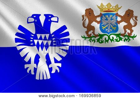 Flag of Arnhem is a city and municipality situated in the eastern part of the Netherlands. 3d illustration