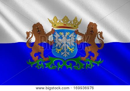 Flag of Arnhem is a city and municipality situated in the eastern part of the Netherlands. 3d illustration