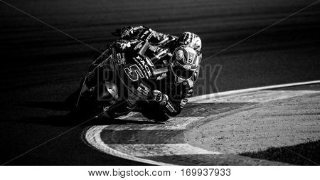 VALENCIA, SPAIN - NOV 13: Johann Zarco in Moto2 Race during Motogp Grand Prix of the Comunidad Valencia on November 13, 2016 in Valencia, Spain.