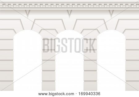 Arch in the wall of white cut stone and travertine marble for a window or door in the classic style