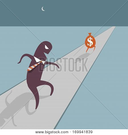 Businessman Running Catch Money Vector Illustration Concept
