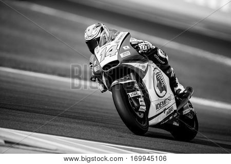VALENCIA, SPAIN - NOV 12: Ratthapark Wilairot in Moto2 Qualifying during Motogp Grand Prix of the Comunidad Valencia on November 12, 2016 in Valencia, Spain.
