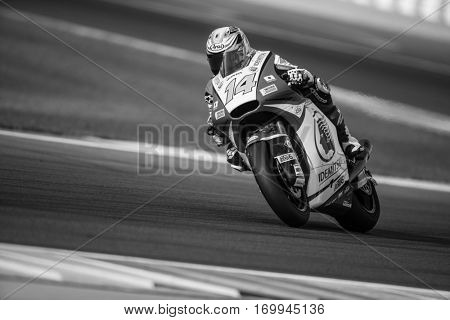 VALENCIA, SPAIN - NOV 12: Ratthapark Wilairot in Moto2 Qualifying during Motogp Grand Prix of the Comunidad Valencia on November 12, 2016 in Valencia, Spain.