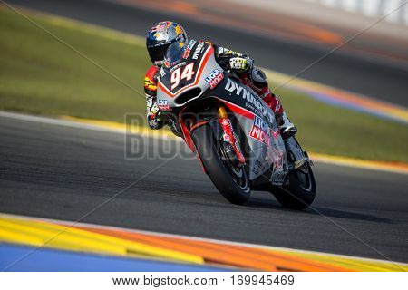 VALENCIA, SPAIN - NOV 12: Jonas Folger in Moto2 Qualifying during Motogp Grand Prix of the Comunidad Valencia on November 12, 2016 in Valencia, Spain.