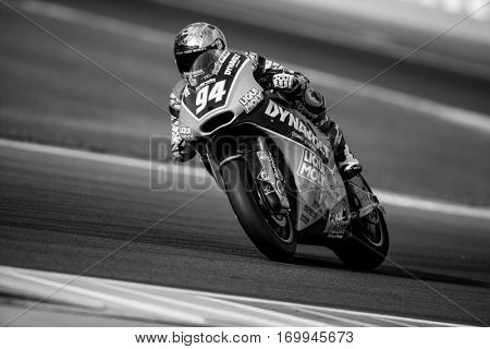 VALENCIA, SPAIN - NOV 12: Jonas Folger in Moto2 Qualifying during Motogp Grand Prix of the Comunidad Valencia on November 12, 2016 in Valencia, Spain.