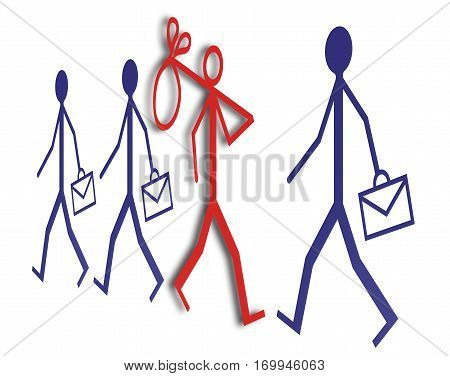 Employment and unemployment: out of work job search - concept image on white background