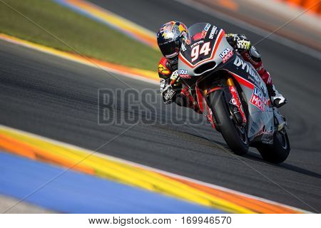 VALENCIA, SPAIN - NOV 12: Jonas Folger in Moto2 Qualifying during Motogp Grand Prix of the Comunidad Valencia on November 12, 2016 in Valencia, Spain.