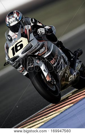 VALENCIA, SPAIN - NOV 12: Hugo Clere in Moto2 Qualifying during Motogp Grand Prix of the Comunidad Valencia on November 12, 2016 in Valencia, Spain.
