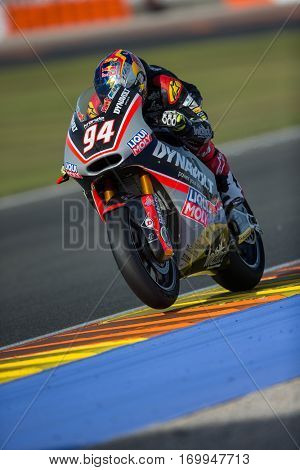 VALENCIA, SPAIN - NOV 12: Jonas Folger in Moto2 Qualifying during Motogp Grand Prix of the Comunidad Valencia on November 12, 2016 in Valencia, Spain.