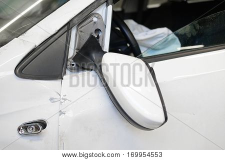 Crashed mirror of a car after exident
