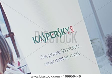 SARANSK, RUSSIA - CIRCA, 2017: A computer screen shows details of Kaspersky Lab web page.