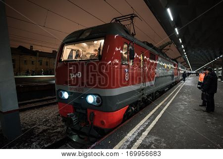 Train Locomotive On The Route St. Petersburg-moscow